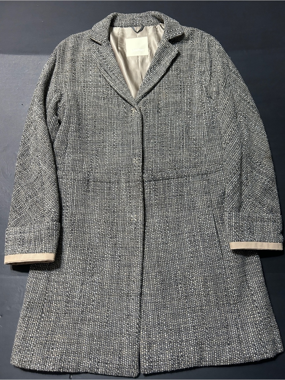 Women’s Gray S Max Mara Single-Breasted Tweed Coat size 6
